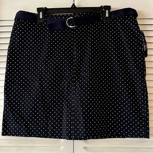 Chaps Navy Blue Chino Belted Mini Skirt